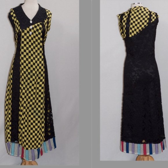 Yellow & Black Checkered Dress - Picture 1 of 15